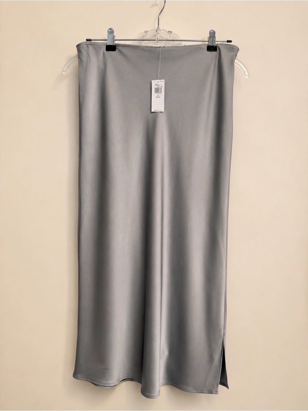 NWT Old Navy Silver / Gray Satin Midi Slip Skirt High Waisted Med. Petite (MP)